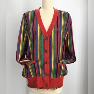 Colorful Striped Women's Sweater Size Large